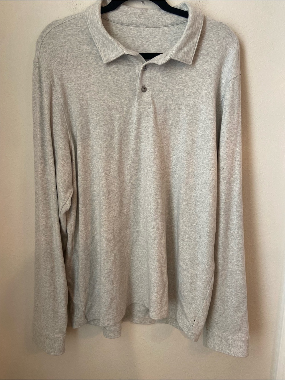 Vuori Westport Long Sleeve Polo Shirt Heather Gray Soft Stretch Men's XL